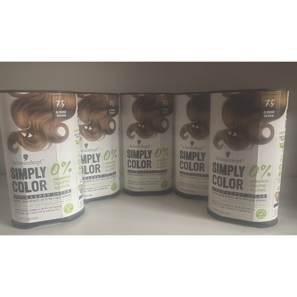 Schwarzkopf Simply Color 7.5 Almond Brown Permanent Hair Color Lot Of 5
